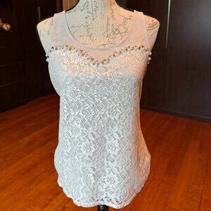 Lace Front Beaded Sweetheart Tank